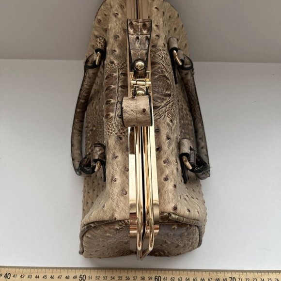 Women's Tan Alligator Skin Leather Top Handle Handbag Purse with Removable Strap - Picture 6 of 15